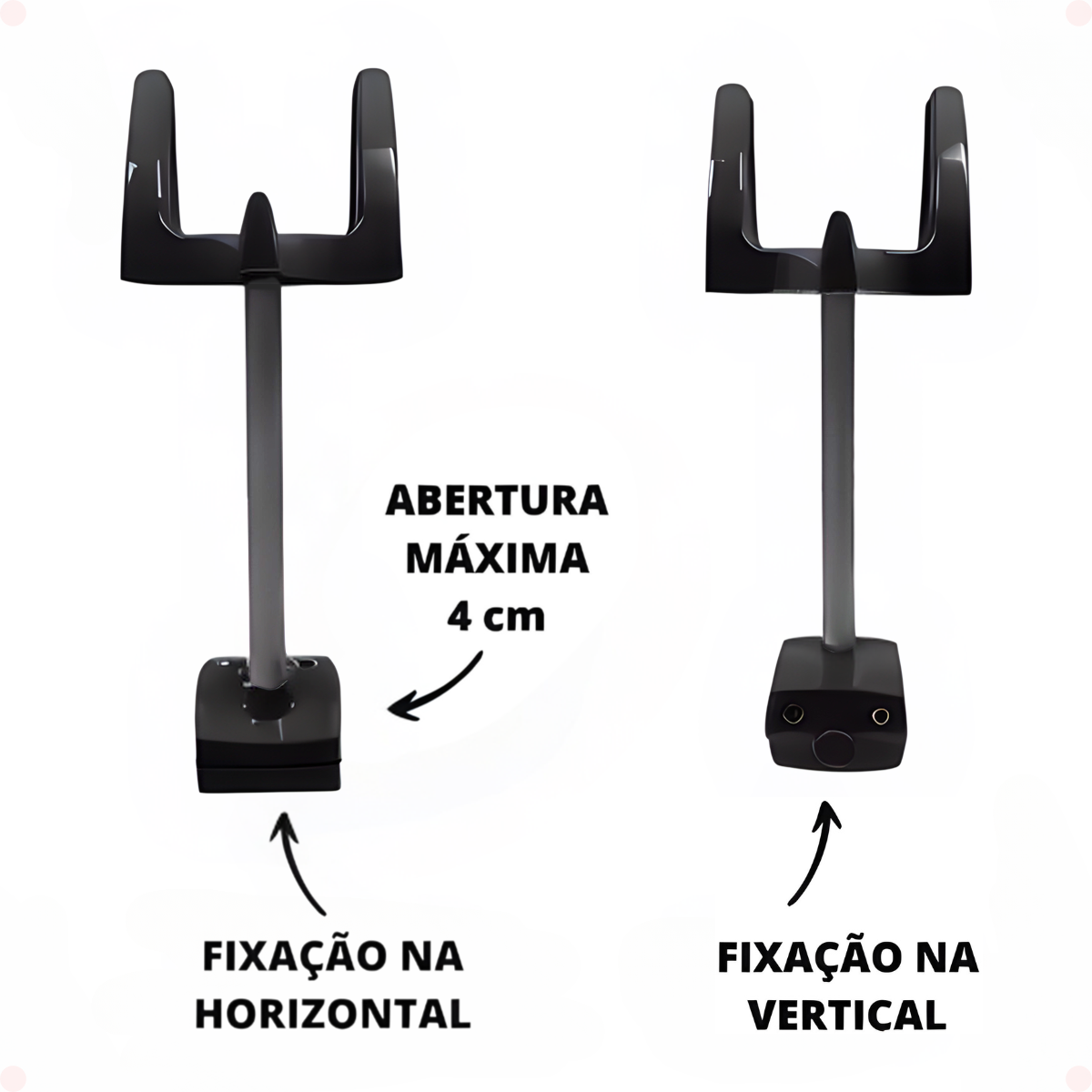 Informações Aplicações Kit 2 Suportes para Bobina Fundo Estrela com Mordentes e Hastes de PVC – Cor Preta